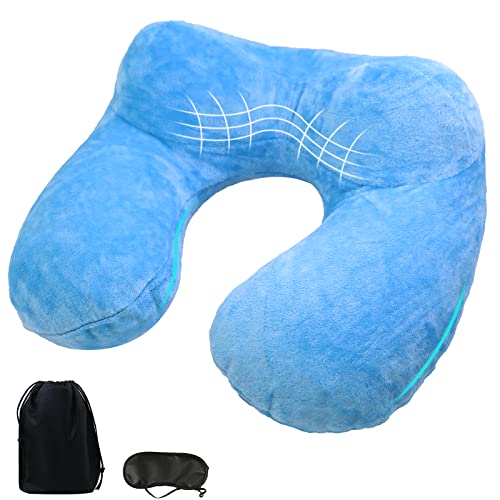 YOUXIU Nackenkissen aufblasbares Reisekissen kompakte Nackenhörnchen egornomische Kopfstütze mit samtweichem waschbarem Bezug für Beste Reiseutensilien zum Schlafen / Lesen / Camping Cover