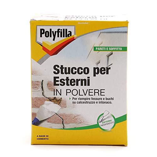 POLYFILLA STUCCO PER ESTERNI, a base di cemento, per il riempimento su crepe fessure e buchi di calcestruzzo intonaco, in Polvere 1KG