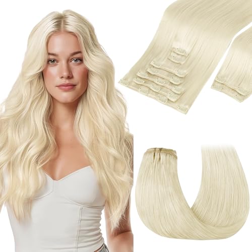 Image of GOO GOO Clip in Hair Extensions Real Human Hair Blonde Remy Extensions