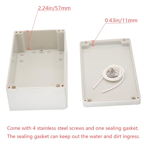 Raculety Project Box IP65 Waterproof Junction Box ABS Plastic Electrical Boxes DIY Electronic Project Case Power Enclosure White 7.87x4.72x2.95 inch (200 x 120 x75 mm)