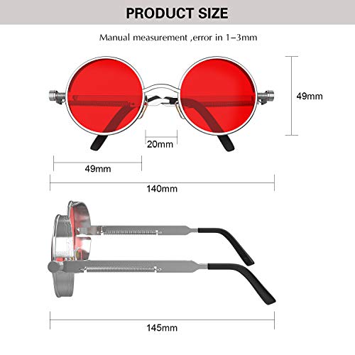 Image of PROUDDEMON Retro Gothic Steampunk Sunglasses for Women Men Round Lens Metal Frame