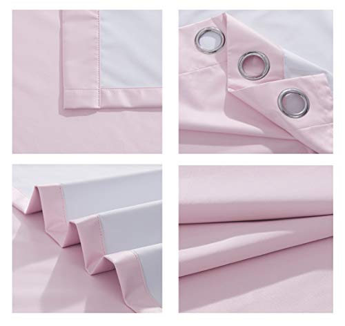 Cortinas de dormitorio 100 % opacas, dos paneles de satén rosa rubor de 66 x 90 largo 5