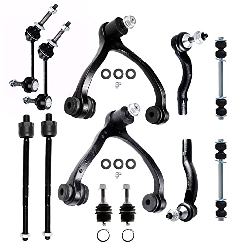 SCITOO 12-PC Suspension Kit Replacement fit for Crown Victoria for Town Car for Grand Marquis Upper Control Arm and Ball Joint Lower Ball Joint Inner Outer Tie Rod End Sway Bar End Link Auto Parts