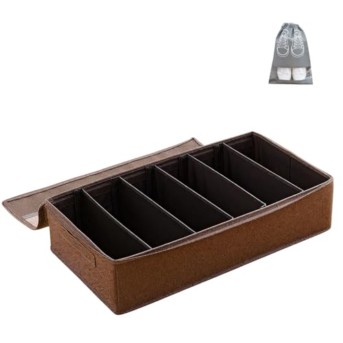 Scatole per scarpe con coperchio a C, confezione da 2 organizer per scarpe per 6 paia, in plastica trasparente con manici, perfette per armadio, camera da letto, organizzazione dell'ingresso