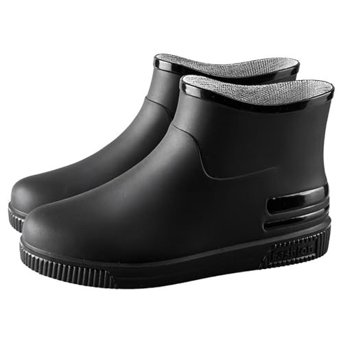 Botas de goma impermeables para mujer, botas de agua de media altura, antideslizantes, transpirables, cómodas, de jardín, para pesca, exteriores, Negro , 40 EU Ancho