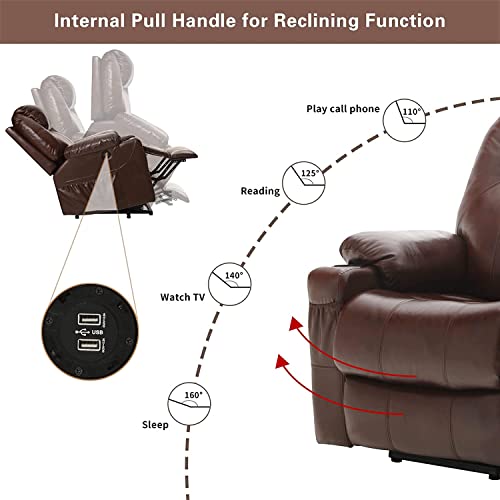 Harkawon Leather Power Lift Recliner Chair Sofa For Elderly Electric Lift Chair With Heat And Massage Black Tv Chair With Cup Holders Ultra Comfort Lift Chair Remote Control Reclinable Sofa Brown #TOP6