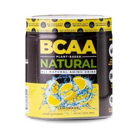Nutrology BCAA Natural, Plant Based BCAA Powder, Lemonade Flavor, Optimized 2:1:1 Ratio Amino Acids Powder, Post Workout Recovery Drink Vegan BCAA Powder, Gluten-Free, Non-GMO, 30 Servings Cover