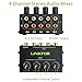 LiNKFOR 4 Channel Stereo Audio Mixer CX400 Metal Shell Support RCA Input and Output Mini Passive Stereo Mixer with Separate Volume Controls