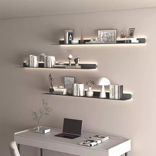 SaryEdge Hanging Display Shelf Wall Rack Metal Wall Mounted Illuminated Bookshelf Multi-Layer Wall Mounted Floating Shelves,Floating Wall Shelves, Wall Floating Dis,size_name-180cm/71in