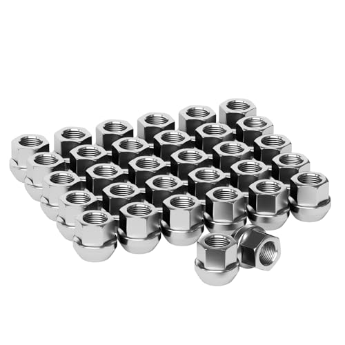 TAGMORE 9/16-18 Open End Lug Nuts - 32pcs OEM Wheel Lug Nuts Compatible with 75-97 F-250/F-350 02-10 Ram 1500/2500/3500 05-11 Dakota 04-09 Durango Chrome Wheel Nuts