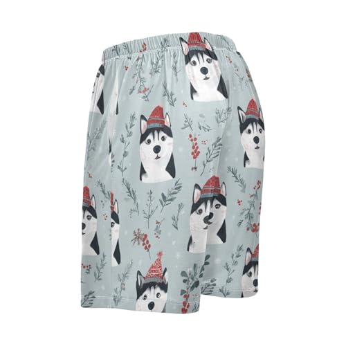 Husky Spruce Branch Pajama Bottom Shorts for Men Soft Casual Sleep Lounge Shorts with Pockets S-XXL3