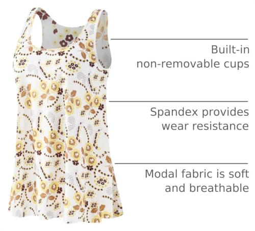 Image of Rosyline Tank Top for Women with Built in Bra Flowy Swing Undershirt Tank Tops S-4XL