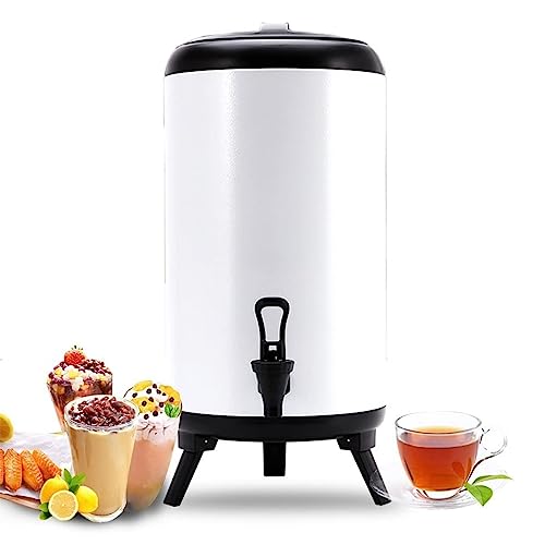Dispensador de agua fría y caliente - Caldera de acero inoxidable con grifo, asa portátil, capacidad, ideal para servir té y bebidas
