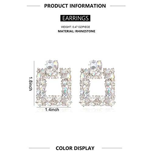 Rhinestone Square Dangle Earrings Sparkly Crystal Geometric Drop Statement Earrings For Women Kelmall Collection #TOP6