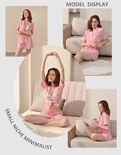 Image of NAP BOUND 100% Cotton Pajamas for Women Sets 2 Pieces Pjs Button short sleeves with Pockets Soft Sleepwear Loungewear XS-XXL
