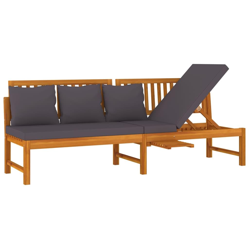 Sofá Cama Madera Acacia Gris 200x60x75 cm