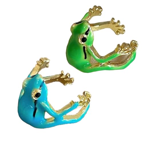 Anello a forma di rana, anello a forma di rana, divertente e carino, da donna, Lega di acciaio, Nessuna pietra preziosa