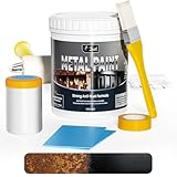 Metal Paint - Waterpoof Anti Rust Preventative - Black Paint for Metal - Door/Outdoor - Direct to Gate, Furniture, Fence, Railing, Craft and More, 25-30sq.ft, 16oz