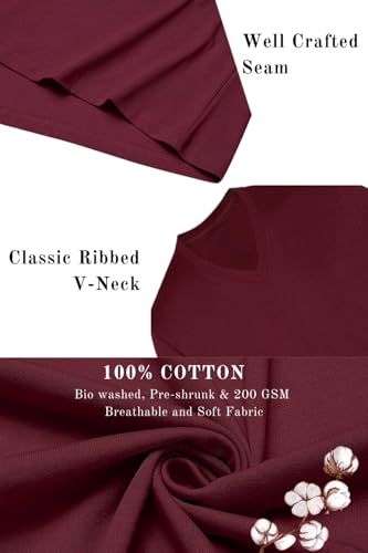 Image of Men's Cotton V-Neck T-Shirt-Soft, Breathable, Plain Solid Casual Tee for Everyday Wear & Layering