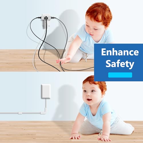 LIDER Outlet Extender with 3 Receptacles, 21W USB Type-A, and 2 USB Type-C, USB Port, Ultra-Thin Wall Plate Plug with Cord Extender, 3-Outlet Power Strip, Flat-Face, Slim Design, 3ft Cord, White - Thumbnail 5