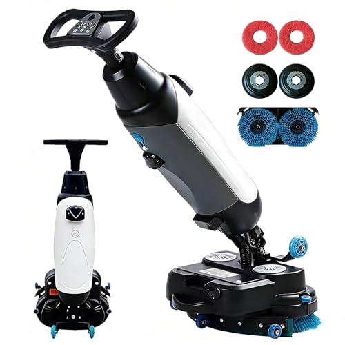 Autolaveuse sécheuse autoportée, largeur de lavage de 43 cm, puissance de brossage de 2 x 200 W, double réservoir de 4 L + 6 L, capacité de nettoyage de 12 000 m²/h, pour parquets, carrelages, te