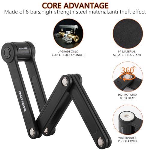 Antivol pliable pour velo et moto cadenas acier robuste de 86cm avec 4 cles