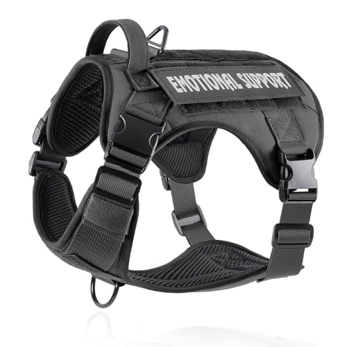 Belababy Tactical Anti Pull Dog Harness Small Medium Large, Adjustable Front Clip Service Dog Vest with Handle