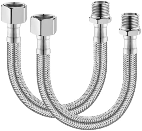 2 Stück Flexschlauch 3/8 Zoll - Panzerschlauch Für Wasserleitung (20cm Länge)