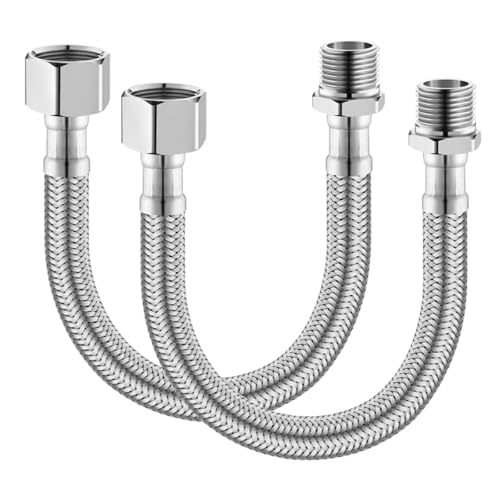 2 Stück Flexschlauch 3/8 Zoll, Überwurf und Außengewinde,Verbindungsschlauch mit Edelstahlumflechtung, Flexschlauch DN8 Verbindungsschlauch für Armatur Sanitär Schlauch mit Trinkwasserzulassung (30cm)