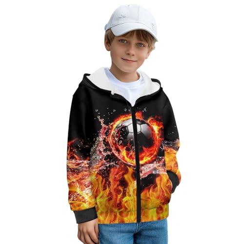 Sweat à capuche football pour garçon de 5 à 12 ans avec fermeture éclair