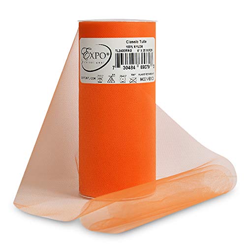 Trims by The Yard Premium Matte Spool of 6-inch X 25 Yards, Orange (5 Yard Cut) Tulle