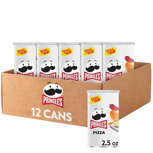 Pringles Potato Crisps Chips, Lunch Snacks, On-The-Go Snacks, Grab n' Go, Pizza (12 Cans)