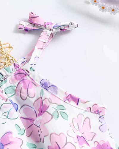 Image of Weebaby Baby Clothes Girl Toddler Summer Outfits Infant Casual Sleeveless Halter Ruffle Tank Cute Short Set Baby Clothing