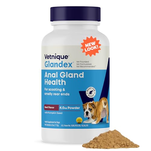 Vetnique Glandex Dog Fiber Supplement Powder for Anal Glands with Pumpkin, Digestive Enzymes & Probiotics - Vet Recommended (Regular or Advanced Strength) - Boot The Scoot (4.0oz Powder, Beef Liver)
