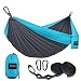 Kootek Camping Hammock Portable Indoor Outdoor Tree Hammock with 2 Hanging Straps, Lightweight Nylon Parachute Hammocks for Backpacking, Travel, Beach, Backyard, Hiking (Sky Blue/Dark Grey, L)