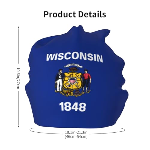 Flag of Wisconsin Children Hip Hop Knitted Hat Kids Elastic Leisure Knit Cap Warm Sleep Beanies Black2