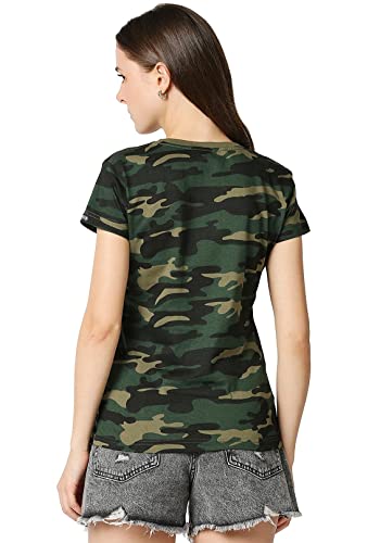 Image of Wear Your Opinion Women's Camouflage Army Military Stylish Half Sleeve Top T-Shirt