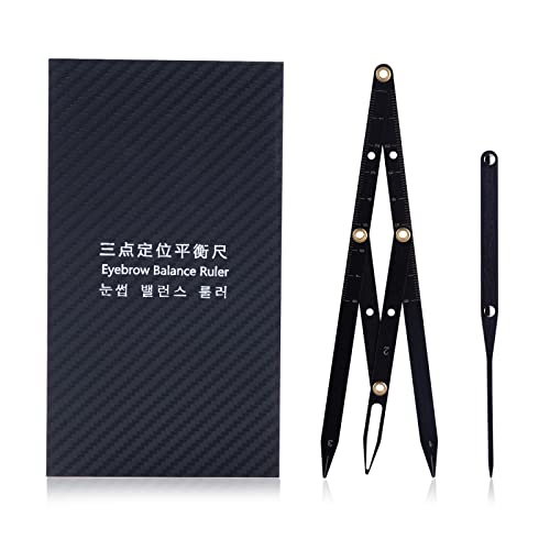 ILUBUTO Règle à Sourcils en Acier Inoxydable,Outil de Mesure Des Sourcils Réutilisable,Règle à Sourcils Avec Ratio Dor Règle de Maquillage Pliable (Noir) Cover
