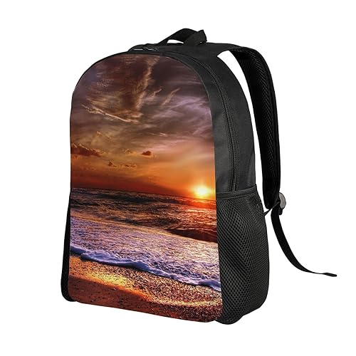 Sac à dos imprimé lever de soleil imperméable noir de taille unique pour le quotidien