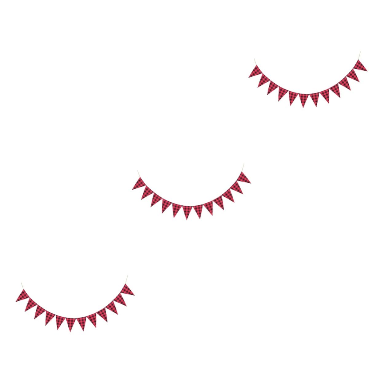Abaodam 3piezas Banderín Decorativo De Triángulo Diseño Cuadros Rojos y Negros Para Fiestas y Celebraciones Al Aire