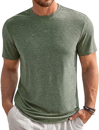 PINSPARK Sportshirt Herren Kurzarm Funktionsshirt Schnelltrocknend Laufshirt Atmungsaktiv Sport Shirt Outdoor UPF 50+ UV Shirt Leicht Gym Wandershirt Armeegrün L