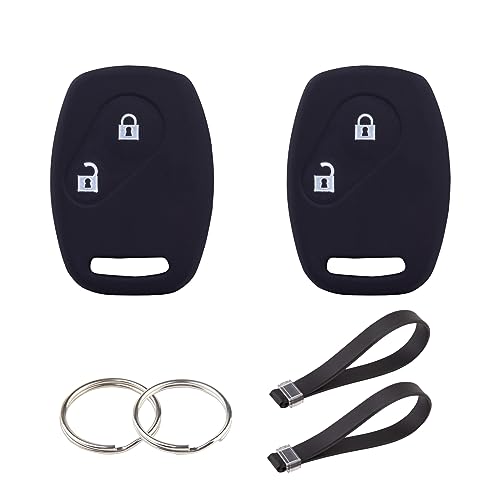 Coque de clé en silicone noir pour Honda Civic CR-V avec porte-clés