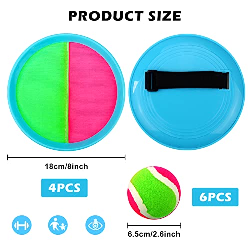 Toss And Catch Velcro Ball Set: Soft Velcro Ball And Catch Game With 4 Rackets, 6 Balls, Velcro Catch Game Indoor Outdoor, Velcro Ball For Beach Yard Lawn Indoor Family Games #TOP1