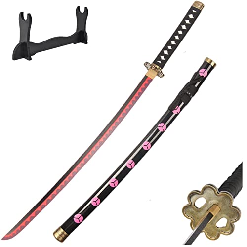 Katana Sword Cosplay Sword 41 inches Bamboo Toy Swords Cosplay Props with Display Stand Original Texture.