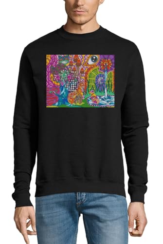 Pull en coton noir Magic Shroom vêtement streetwear psychédélique original