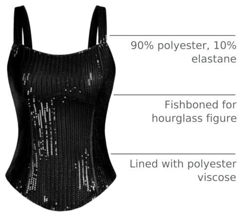Image of GRACE KARIN Sequin Tank Tops for Women Bustier Corset Top Sparkle Sexy Slim Camisole Sleeveless Party