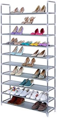 Adjustable Shoe Rack - Width:100cm - Entrance, Storage, Cabinet, Shoe Rack, Fabric, gray, 13 étagères