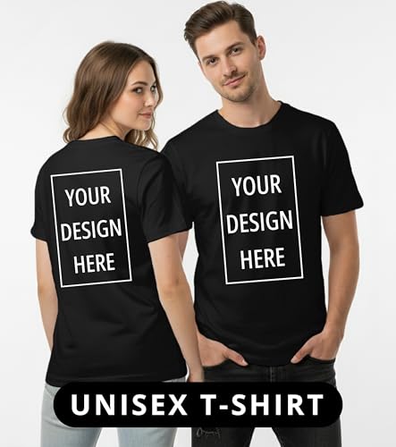 Image of Peppyzone Customised T Shirt for Men & Women | Cotton Unisex Personalised Photo & Text Printed Customized Tshirt | Custom Printing T-Shirt with Name, Logo, & Design