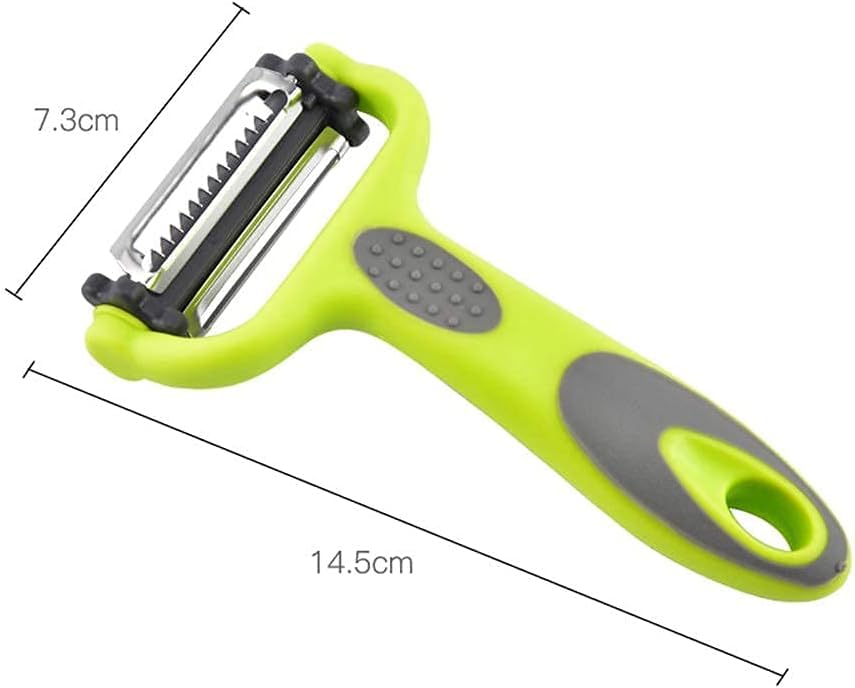 Image of Green 3-in-1 Rotary Peeler for Kitchen | Ultra Sharp Stainless Steel Blades | Vegetable & Fruit Peeler for Potato, Carrot, Cucumber, Apple & More