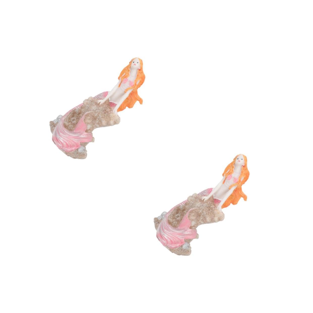 Alipis 2 Pezzi decorazione sirena arredamento ornamento sirena paesaggistica acquario fornitura acquario paesaggio del serbatoio di pesce decorazione dell'acquario resina rosa